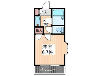 コーポ溝手(1K/4階)の間取り写真