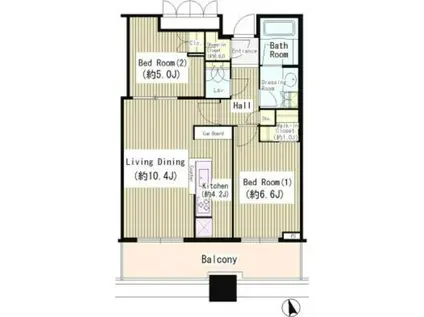 パークタワー目黒(2LDK/17階)の間取り写真