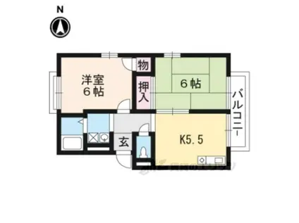 エステートピア松英2棟(2DK/2階)の間取り写真