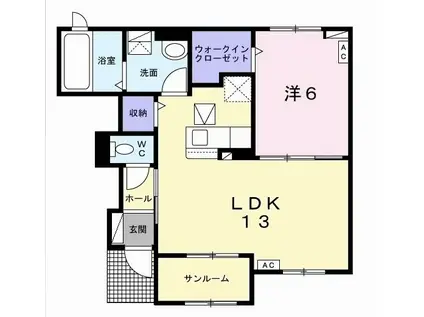 カーサビアンカ(1LDK/1階)の間取り写真