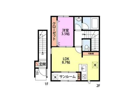 GROOVE IT(1LDK/2階)の間取り写真