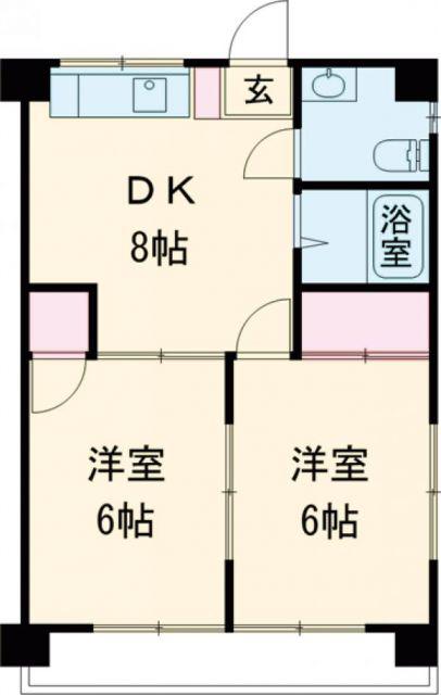 シャトレー築山(2DK/5階)の間取り写真