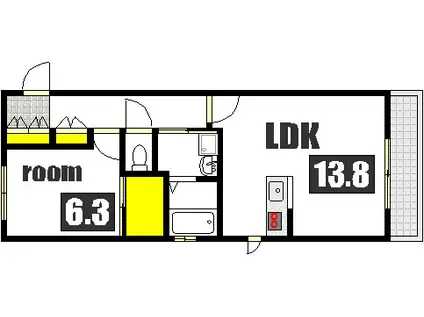 クローバー白島(1LDK/3階)の間取り写真