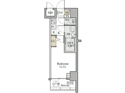 ディームス品川南(1K/8階)の間取り写真