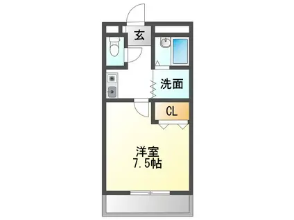 ドエルYS(1K/2階)の間取り写真