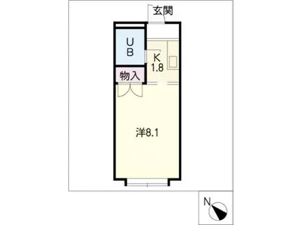 クレストコート(1K/2階)の間取り写真