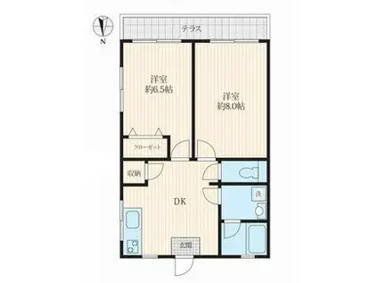 パルデンス山王(2LDK/1階)の間取り写真