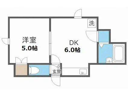 メトロサイドパレス南郷通(1DK/1階)の間取り写真