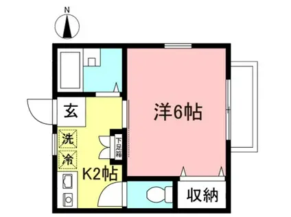 WELL VILLAGE(1K/1階)の間取り写真