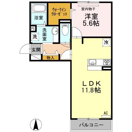 エムズコート(1LDK/3階)の間取り写真