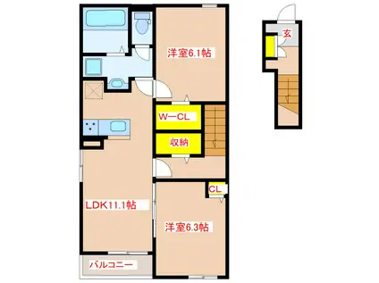 さつまIII(2LDK/2階)の間取り写真