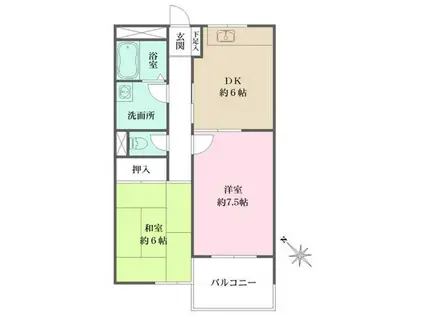 アイビーコートー調布市若葉町ー(2DK/2階)の間取り写真