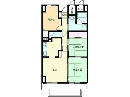 CO-OP小郡グリーンマンション(3LDK/3階)の間取り写真