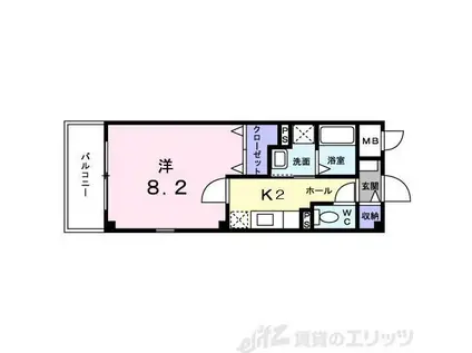 コンフォート 大道(1K/2階)の間取り写真