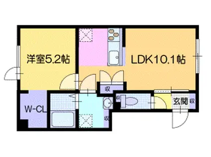 フォルトゥーナ千歳(1LDK/1階)の間取り写真