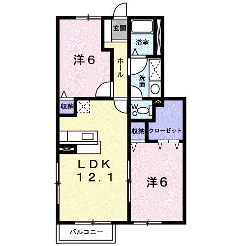 サニーサイド3883A(2LDK/1階)の間取り写真