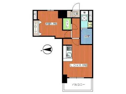 ステイツ姪浜駅前(1LDK/11階)の間取り写真
