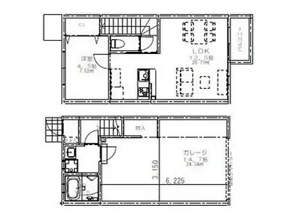 270ガレージ(1LDK/1階)の間取り写真