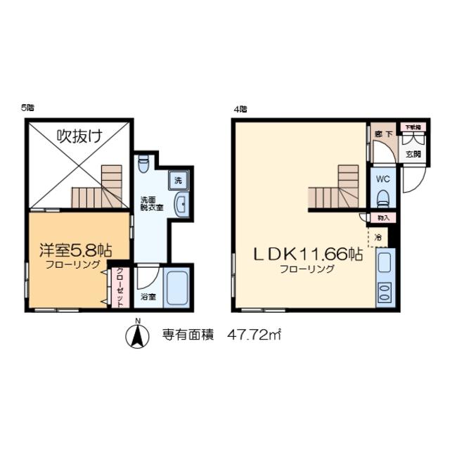 ブライト住吉(1LDK/4階)の間取り写真