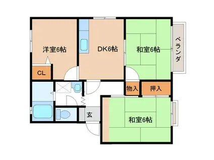 フレグランス上田B(3DK/2階)の間取り写真