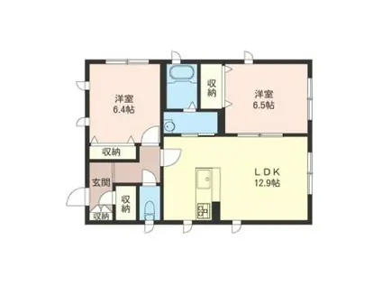 シャーメゾン三番館(2LDK/1階)の間取り写真