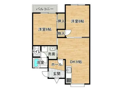 王子川コーポラス(2DK/2階)の間取り写真