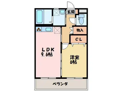 アンフィニ中萩(1LDK/2階)の間取り写真