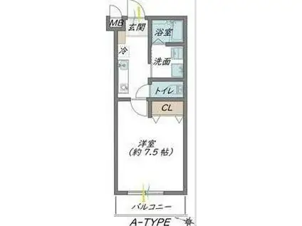 プルメリア関大前(1K/1階)の間取り写真