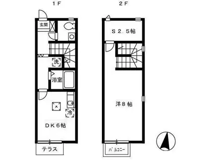 リースランド札元 J棟(1DK/1階)の間取り写真