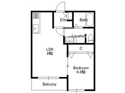 WISTERIAII(1LDK/3階)の間取り写真