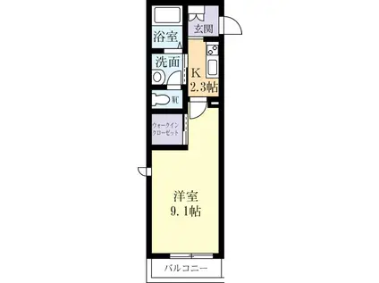 プランドールM(1K/1階)の間取り写真