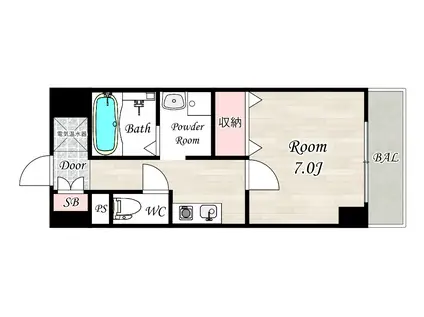 ロジュマンヴェールII(1K/8階)の間取り写真