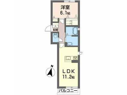 シャーメゾン アウローラ(1LDK/2階)の間取り写真