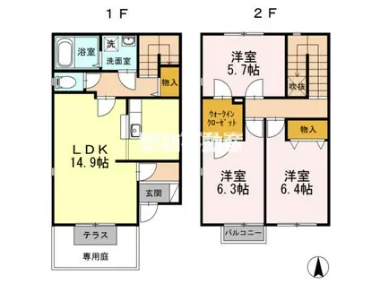 リースランド吉松IA棟(3LDK/1階)の間取り写真