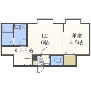 ベリーフィールド(1LDK/2階)の間取り写真