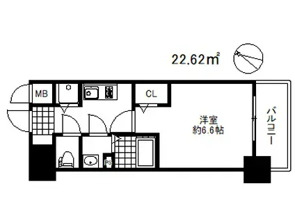 プレサンス三宮ディライト(1K/7階)の間取り写真