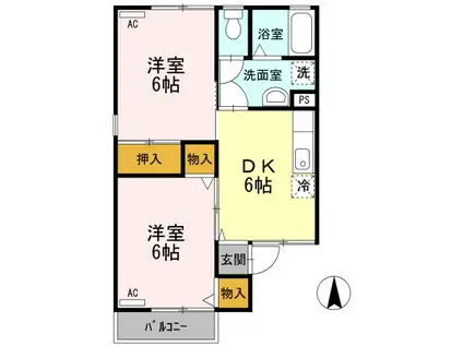 セジュールBEAUT(2DK/1階)の間取り写真