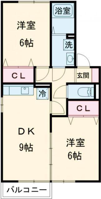 ホクトB(2DK/2階)の間取り写真