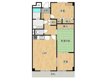 ヒルズ刀根山(3LDK/1階)の間取り写真