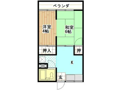 陽行ハイム(2K/2階)の間取り写真