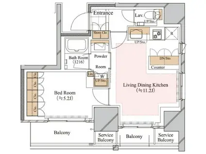 ブランシエスタ白山(1LDK/4階)の間取り写真