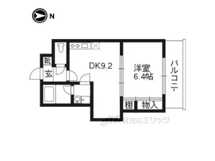 グラシオン西陣(1DK/9階)の間取り写真