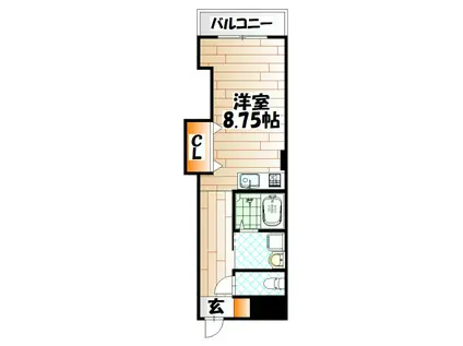 三萩野ビル(ワンルーム/5階)の間取り写真