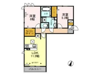 ロイジェントパークス レイクタウン II B(2LDK/2階)の間取り写真