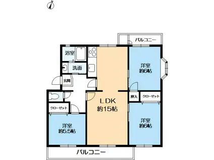 名谷17団地73号棟(3LDK/1階)の間取り写真