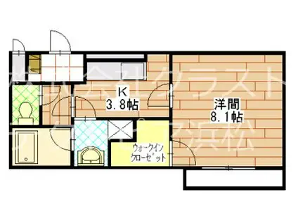 ピューピル有玉(1K/3階)の間取り写真