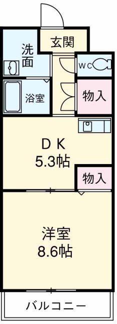 プラザヴィラB(1DK/3階)の間取り写真