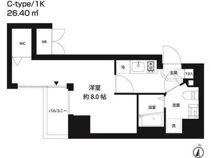 コスモリード錦糸町(1K/3階)の間取り写真