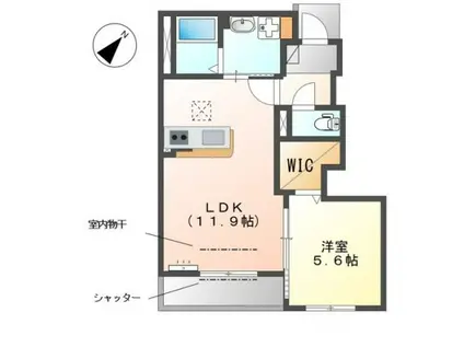 ピアチェーレ(1LDK/1階)の間取り写真
