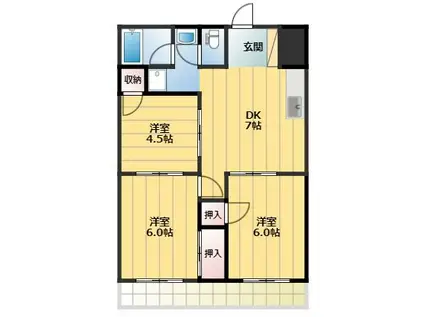 ウイング春日I(3DK/1階)の間取り写真